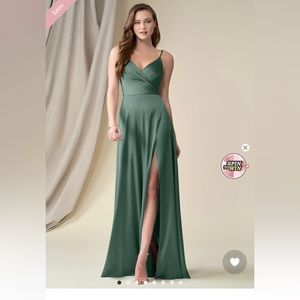 Azazie Delilah dress eucalyptus